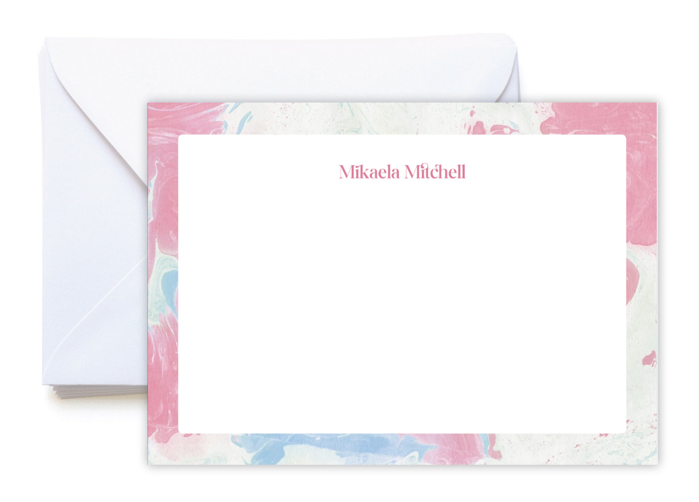 Cotton Candy Marbled Personalized Stationery Notecard Set image 0