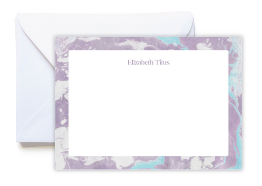 Lavender Drift Marbled Personalized Stationery Notecard Set